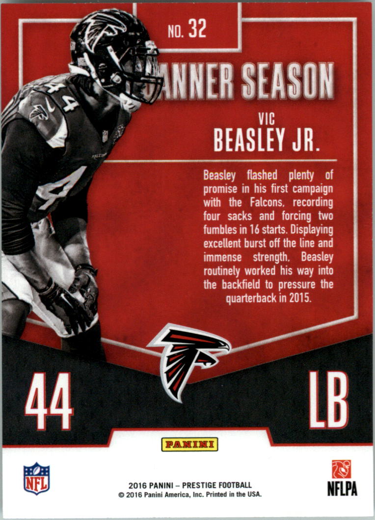 2016 Prestige Banner Season #32 Vic Beasley Jr. back image