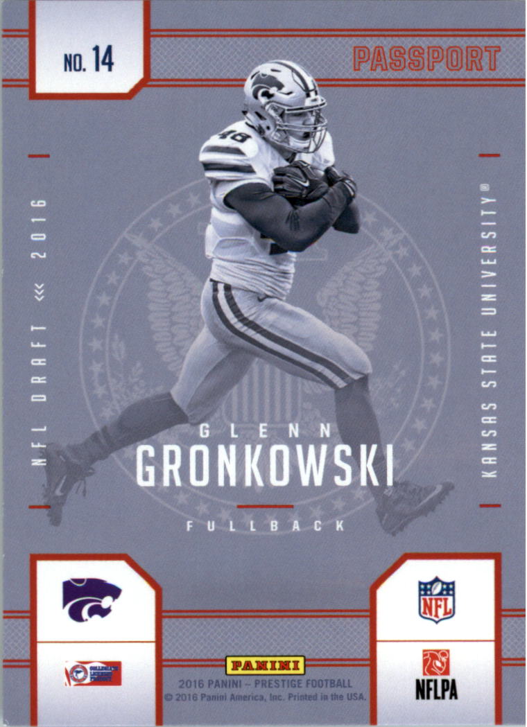 2016 Prestige NFL Passport #14 Glenn Gronkowski back image