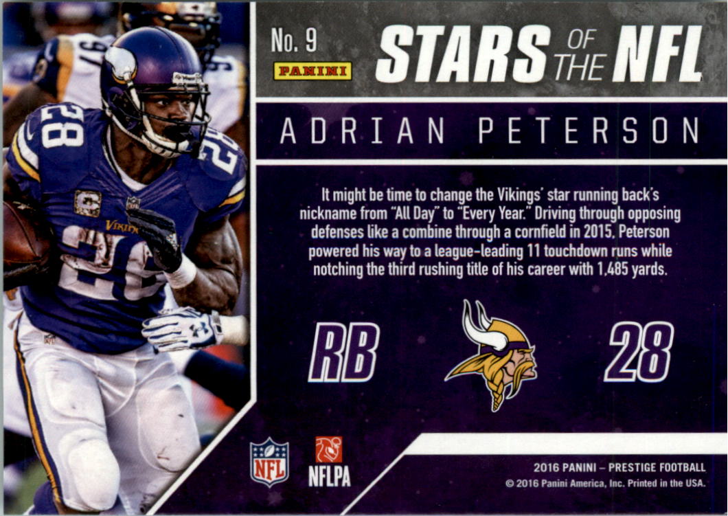 2016 Prestige Stars of the NFL #9 Adrian Peterson back image
