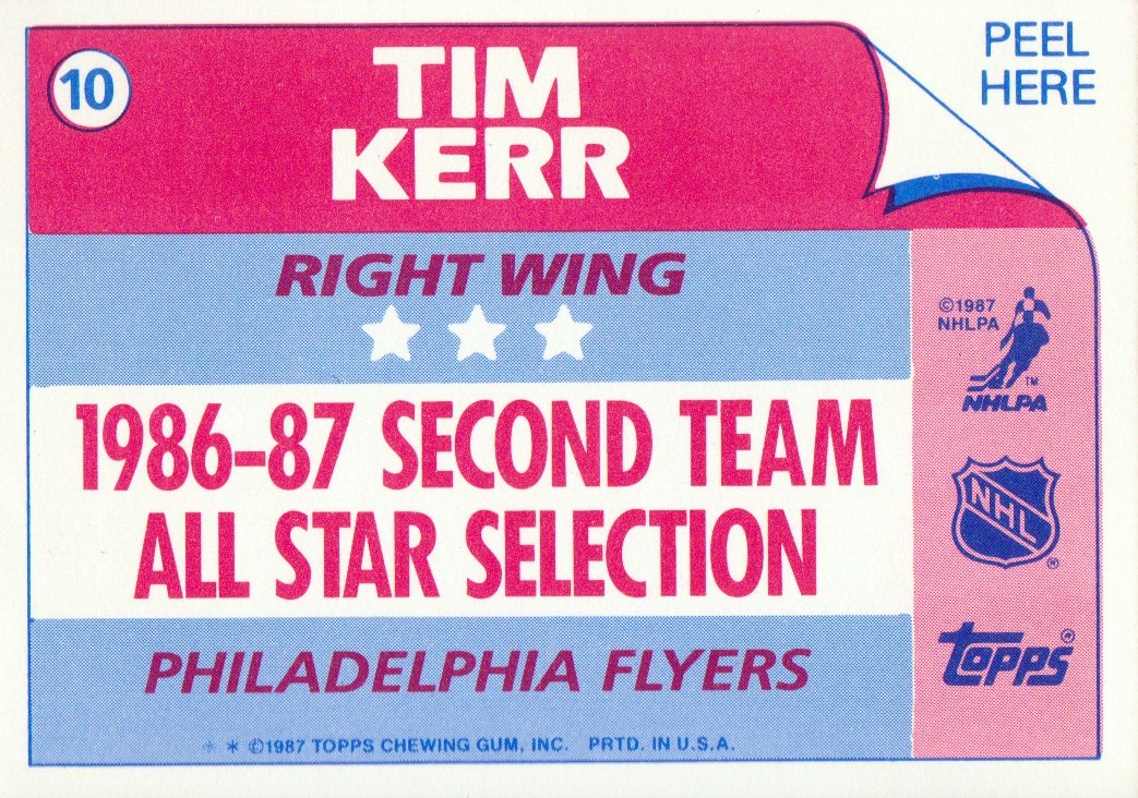 1987-88 Topps Sticker Inserts #10 Tim Kerr back image