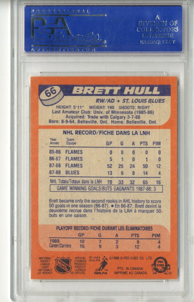 1988-89 O-Pee-Chee #66 Brett Hull RC back image