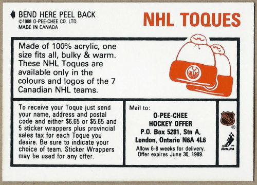 1988-89 O-Pee-Chee Stickers #10 Troy Murray/ 139. Laurie Boschman back image