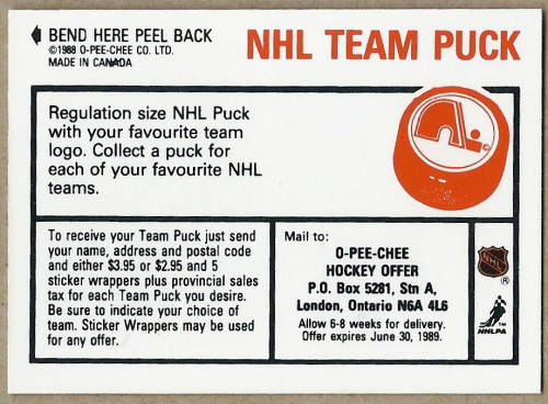 1988-89 O-Pee-Chee Stickers #19 Tony Hrkac/ 152. Steve Duchesne back image