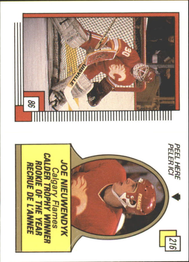 1988-89 O-Pee-Chee Stickers #86 Mike Vernon/ 216. Calder Trophy Winner/Joe Nieuwendyk