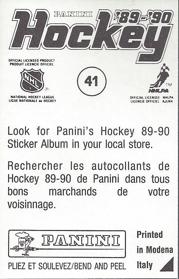 1989-90 Panini Stickers #41 Chicago Blackhawks back image