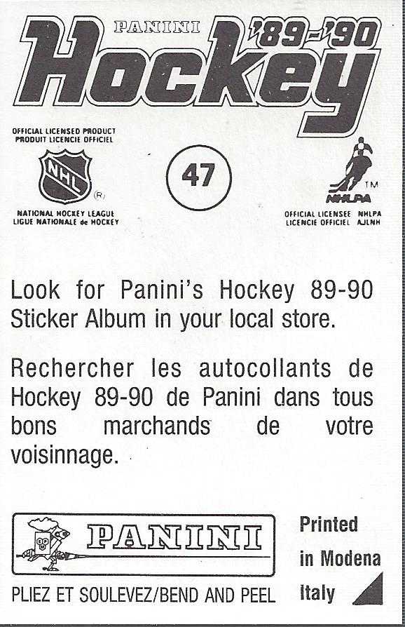 1989-90 Panini Stickers #47 Dave Manson back image