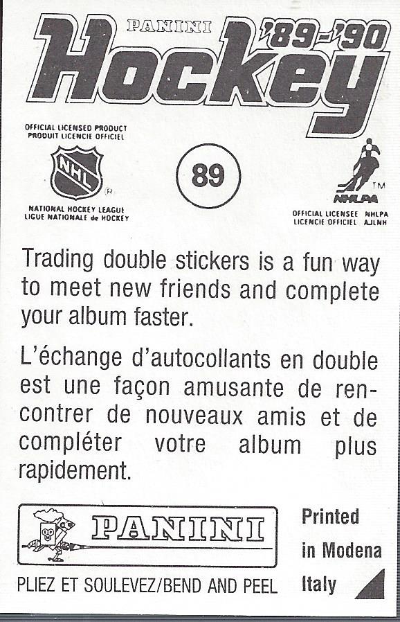 1989-90 Panini Stickers #89 Kelly Hrudey back image