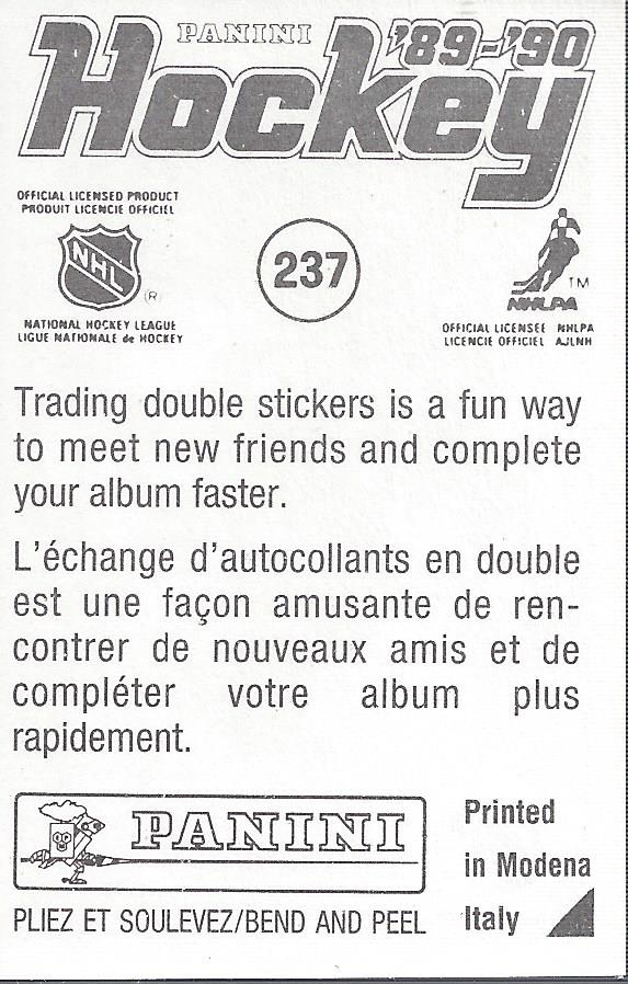 1989-90 Panini Stickers #237 Chris Chelios back image