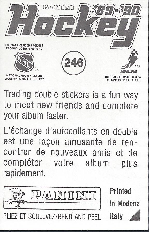 1989-90 Panini Stickers #246 Brian Hayward back image