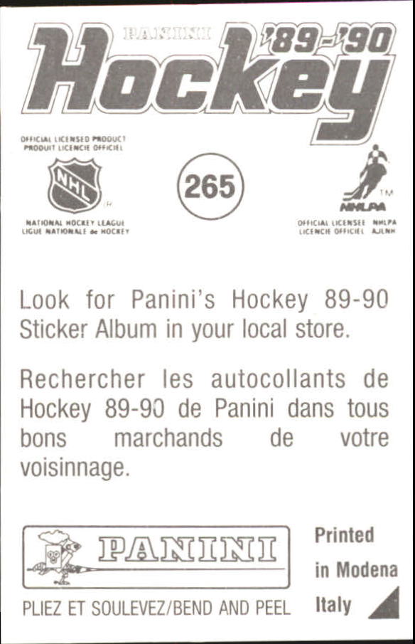 1989-90 Panini Stickers #265 Mark Fitzpatrick back image