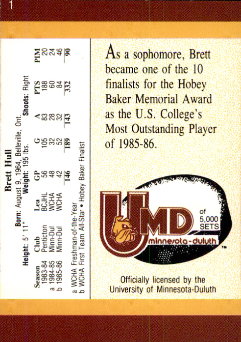 1990 UMD Hull Collection #1 Hull Portrait back image