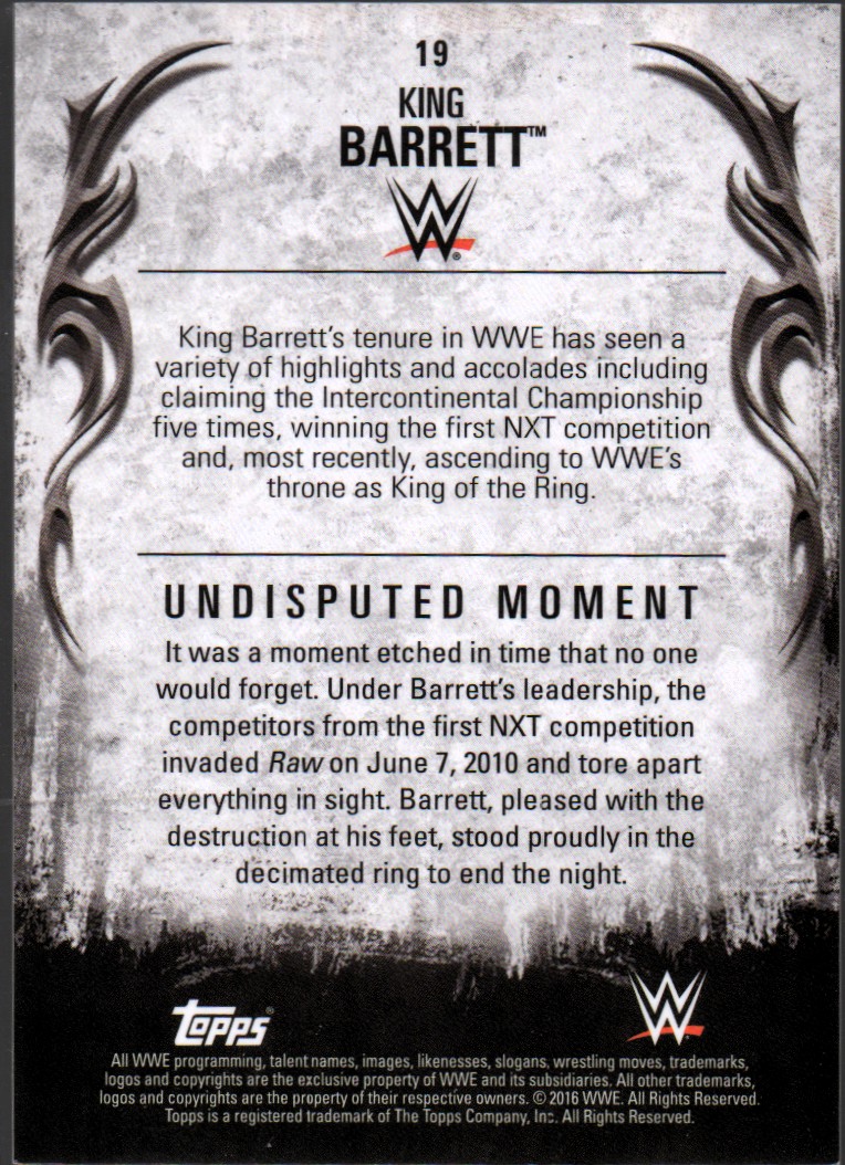 2016 Topps WWE Undisputed #19 King Barrett back image