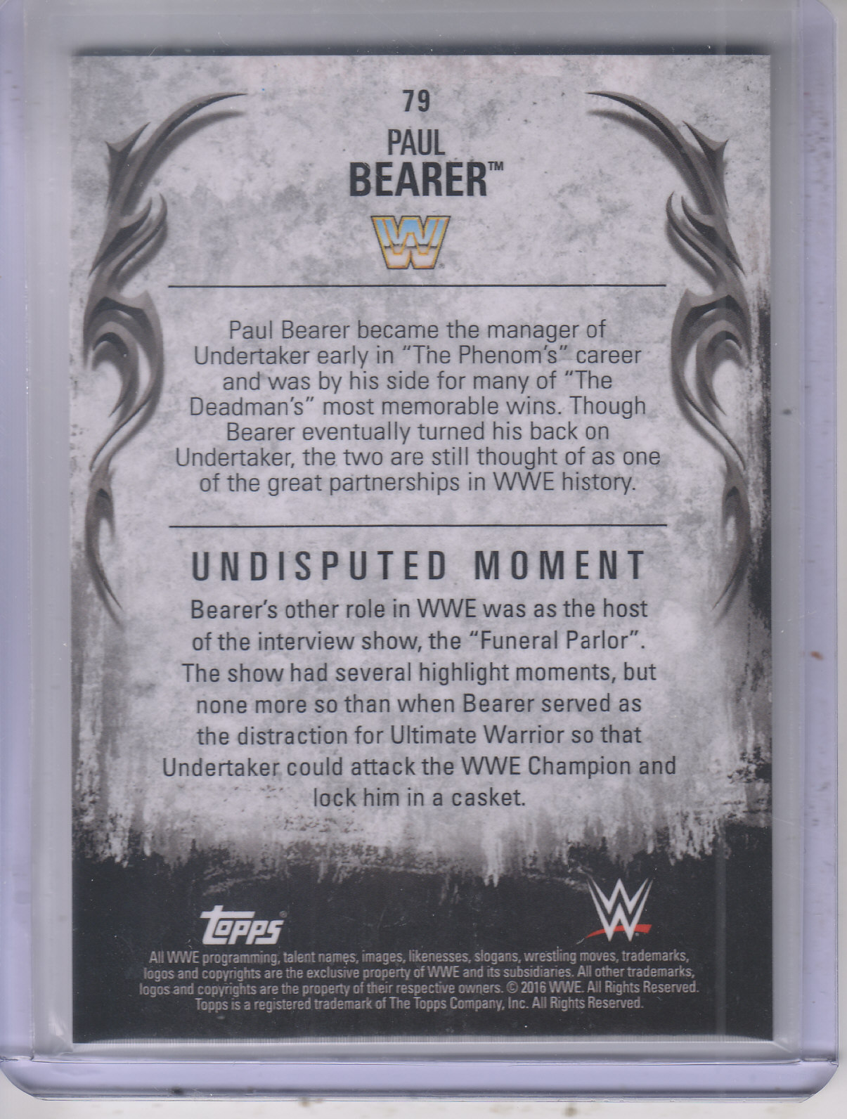 2016 Topps WWE Undisputed #79 Paul Bearer back image