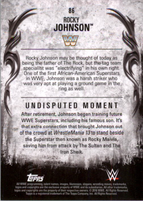 2016 Topps WWE Undisputed #86 Rocky Johnson back image