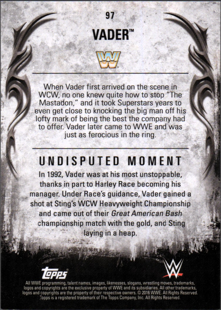 2016 Topps WWE Undisputed #97 Vader back image