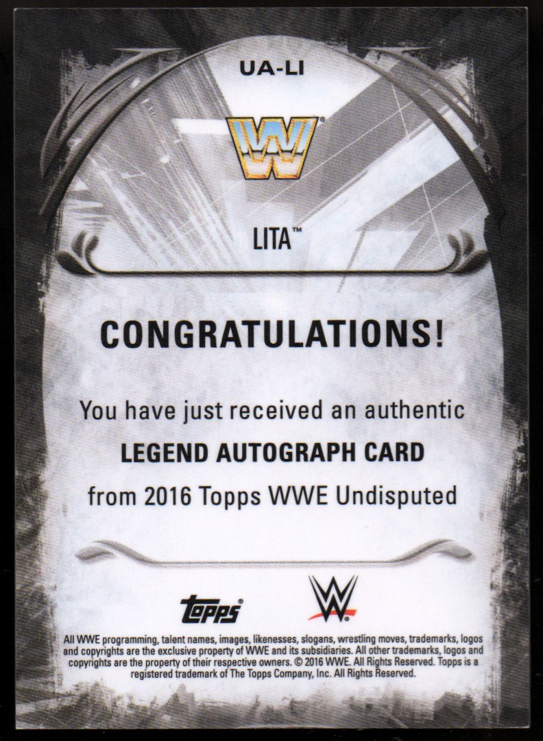 2016 Topps WWE Undisputed Autographs #UALI Lita back image
