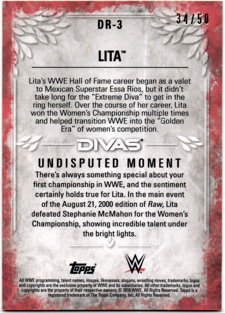2016 Topps WWE Undisputed Divas Revolution Silver #DR3 Lita back image