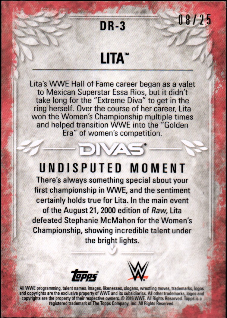 2016 Topps WWE Undisputed Divas Revolution Blue #DR3 Lita back image
