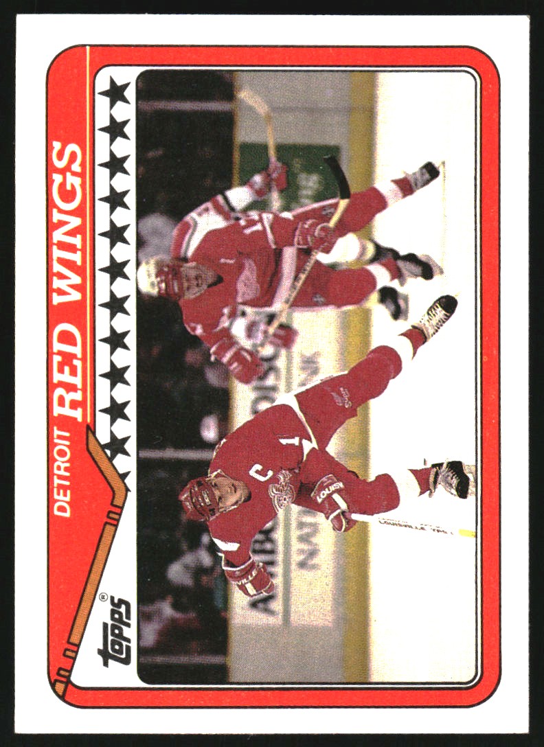 1990-91 Topps #133 Red Wings Team/Steve Yzerman