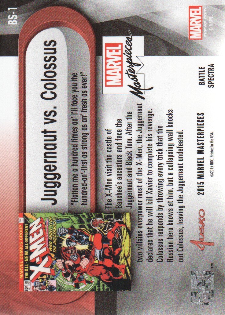 Details About 2016 Marvel Masterpieces Battle Spectra Bs 1 Juggernaut Vs Colossus