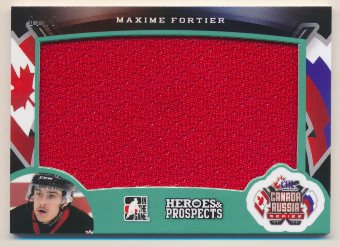 2015-16 ITG Heroes and Prospects Canada Russia Series Jerseys Emerald #CR12 Maxime Fortier