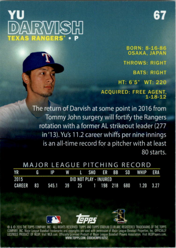 2016 Stadium Club Gold Baseball Card Pick (Inserts) - Picture 49 of 217