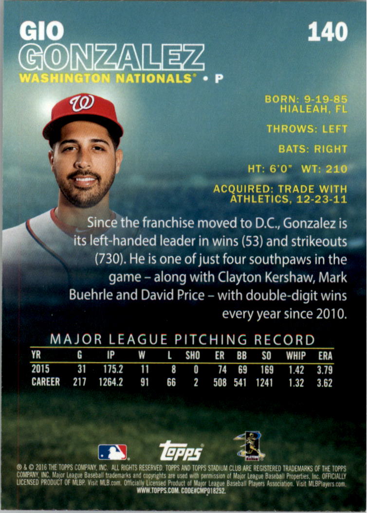 2016 Stadium Club Gold Baseball Card Pick (Inserts) - Picture 93 of 217