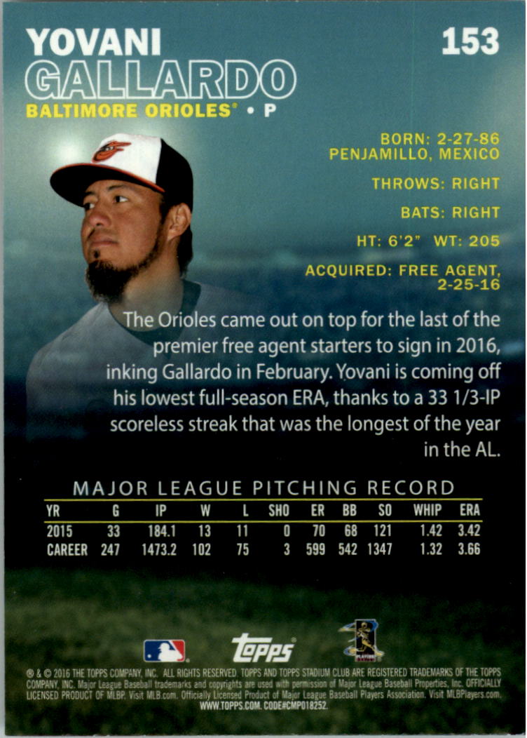 2016 Stadium Club Gold Baseball Card Pick (Inserts) - Picture 99 of 217