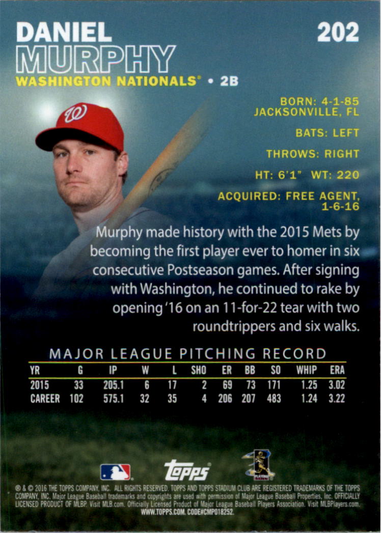 2016 Stadium Club Gold Baseball Card Pick (Inserts) - Picture 151 of 217