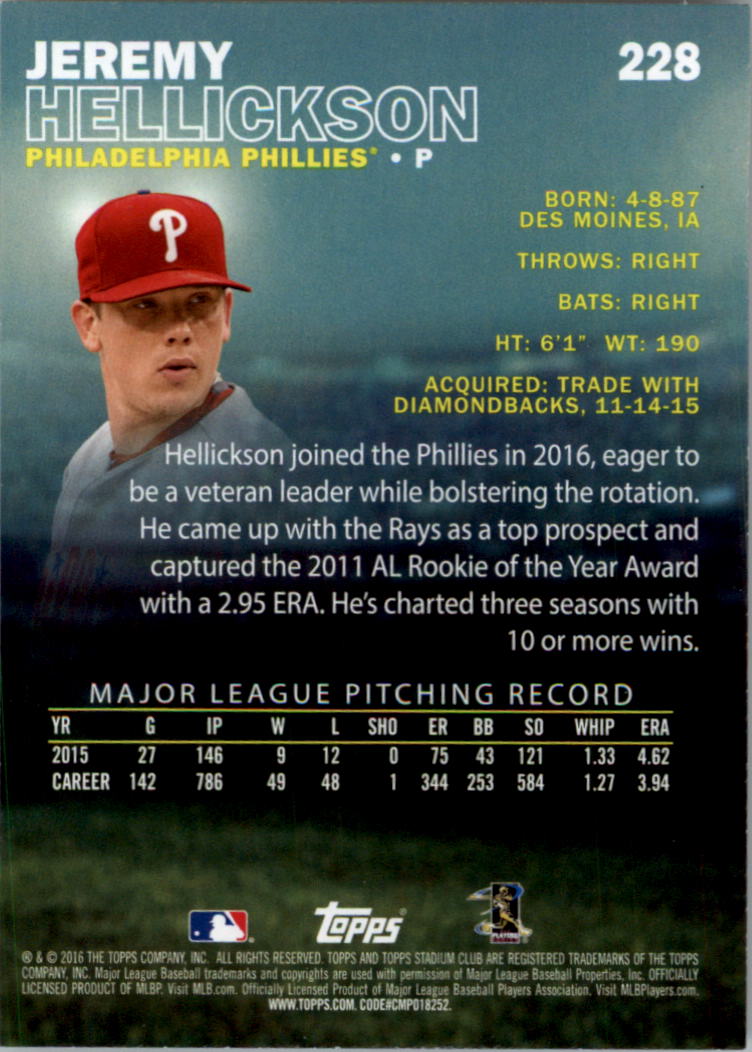 2016 Stadium Club Gold Baseball Card Pick (Inserts) - Picture 175 of 217