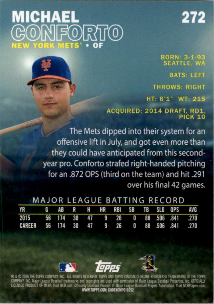 2016 Stadium Club Gold Baseball Card Pick (Inserts) - Picture 205 of 217