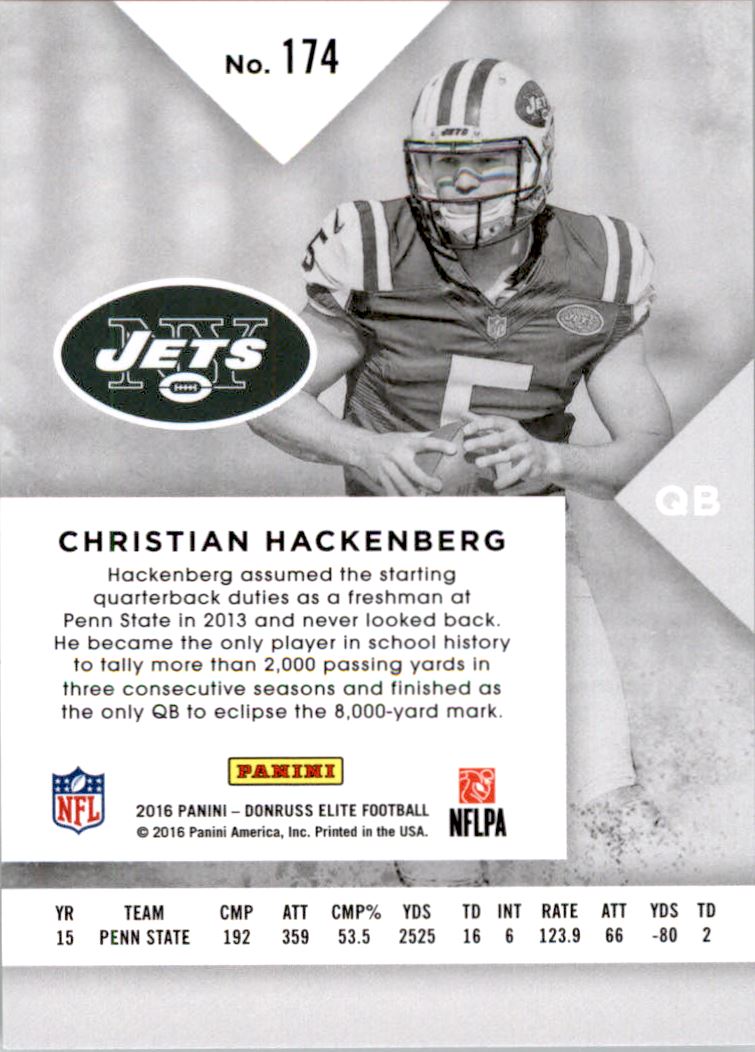 2016 Elite Black #174 Christian Hackenberg back image