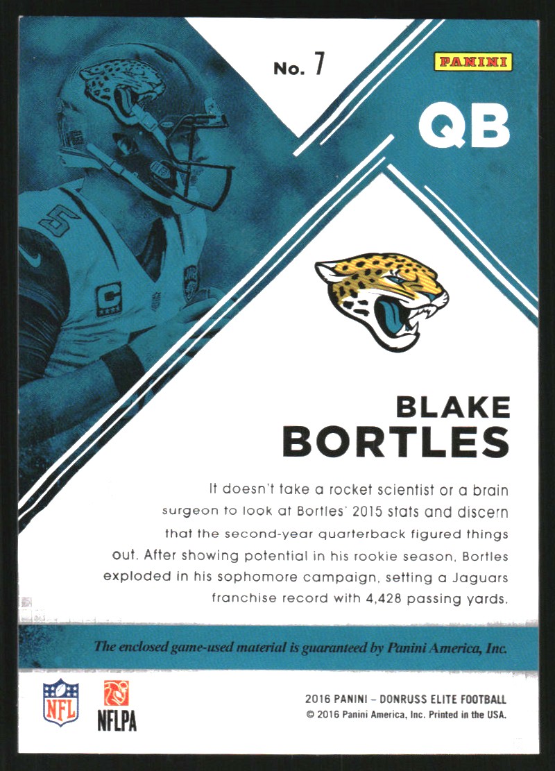 2016 Elite Prime Numbers 1st #7 Blake Bortles/400 back image