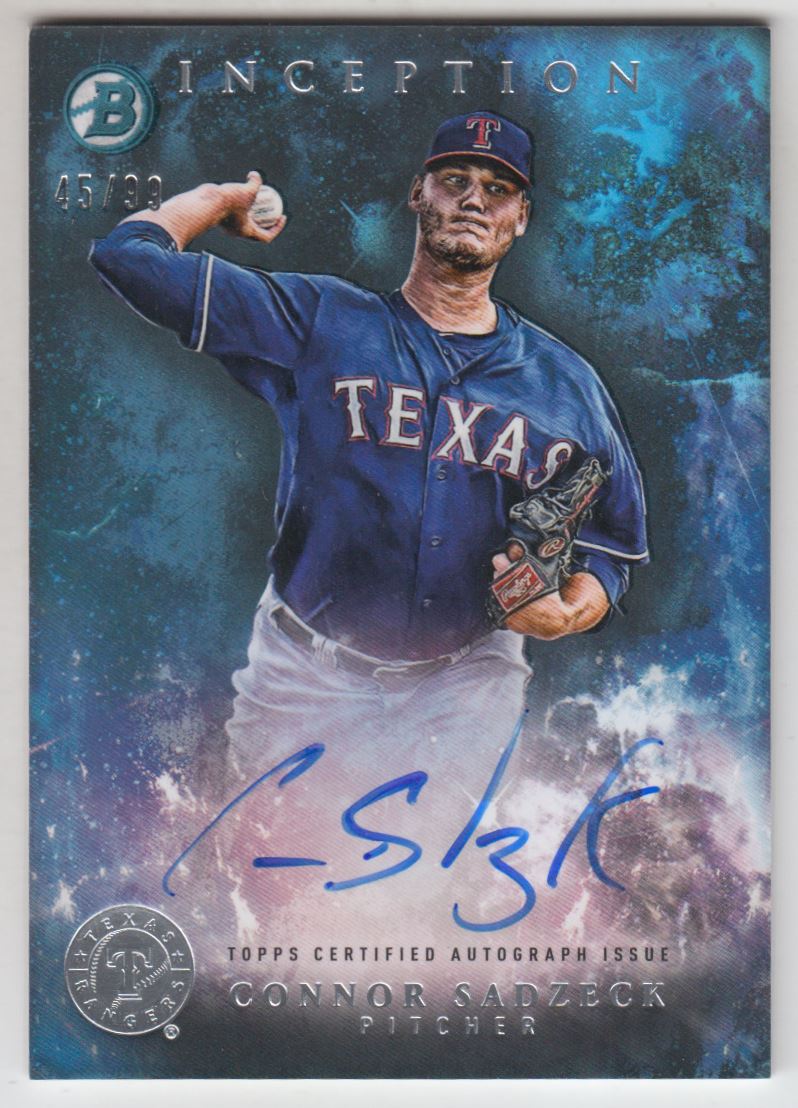 2016 Bowman Inception Prospect Autographs Blue #PACSA Connor Sadzeck
