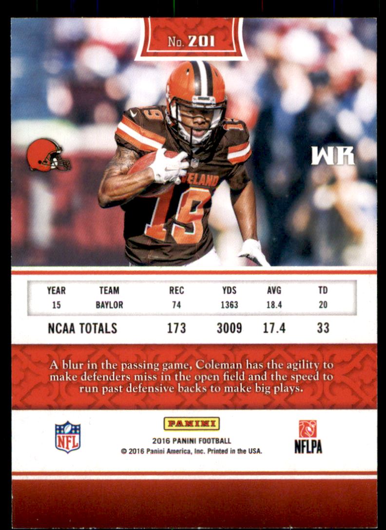 2016 Panini Blue #201 Corey Coleman back image