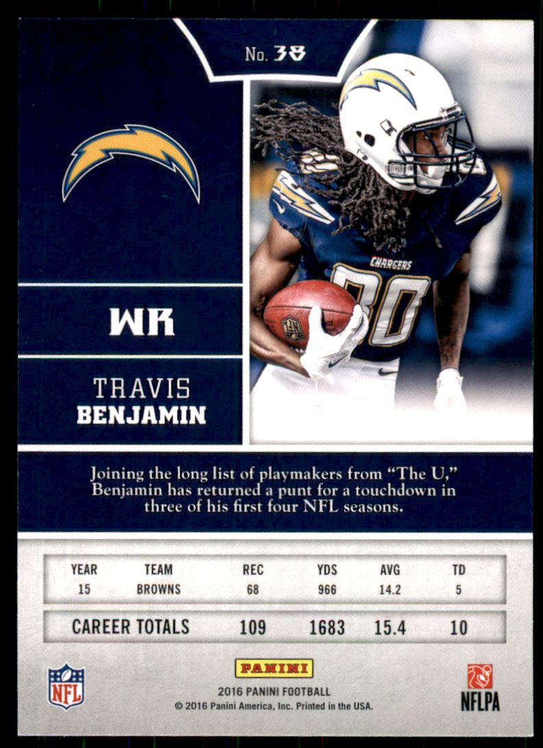 2016 Panini Chainmail Armor #38 Travis Benjamin back image