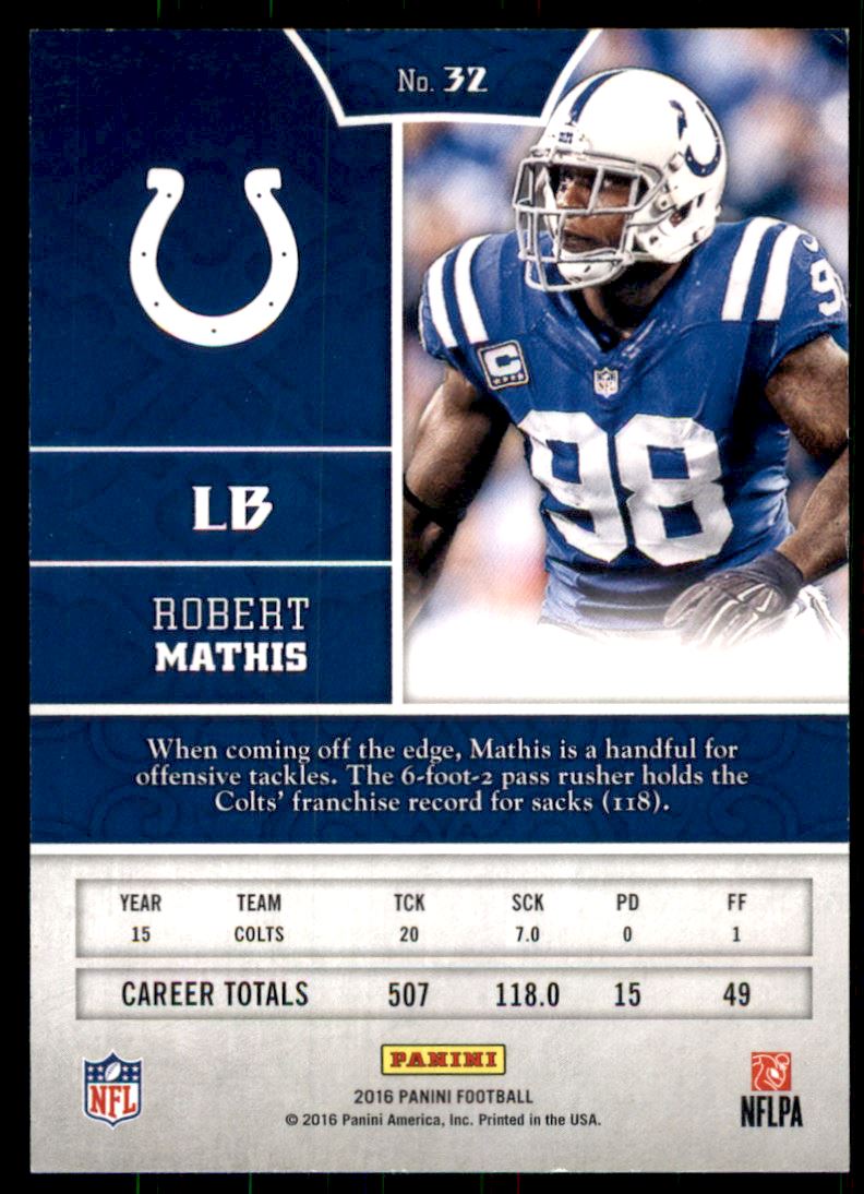 2016 Panini Chivalry #32 Robert Mathis back image