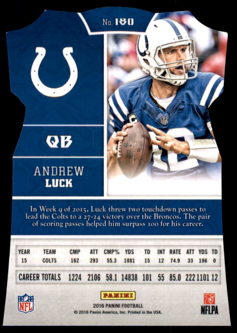 2016 Panini Sacrifice Die Cuts #180 Andrew Luck back image