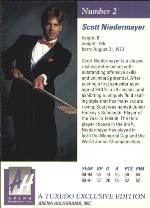 1991 Arena Draft Picks #2 Scott Niedermayer back image