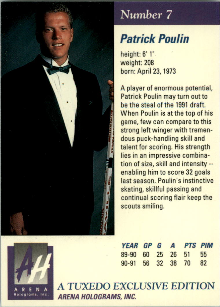 1991 Arena Draft Picks #7 Patrick Poulin back image