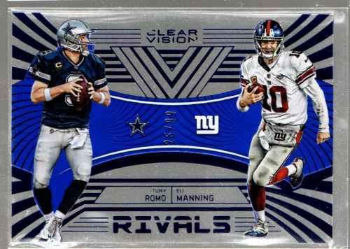 2016 Panini Clear Vision Clear Rivals Blue #7 Tony Romo/Eli Manning