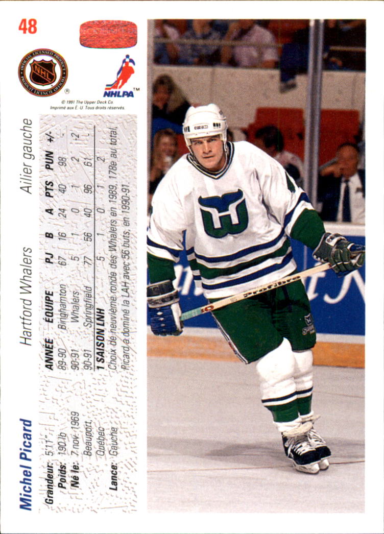 1991-92 Upper Deck French #48 Michel Picard RC back image