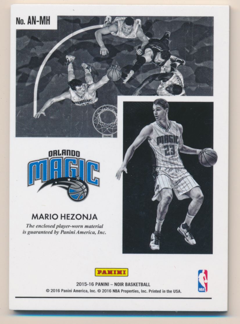 2015-16 Panini Noir Acetate Materials Prime #ANMH Mario Hezonja/49