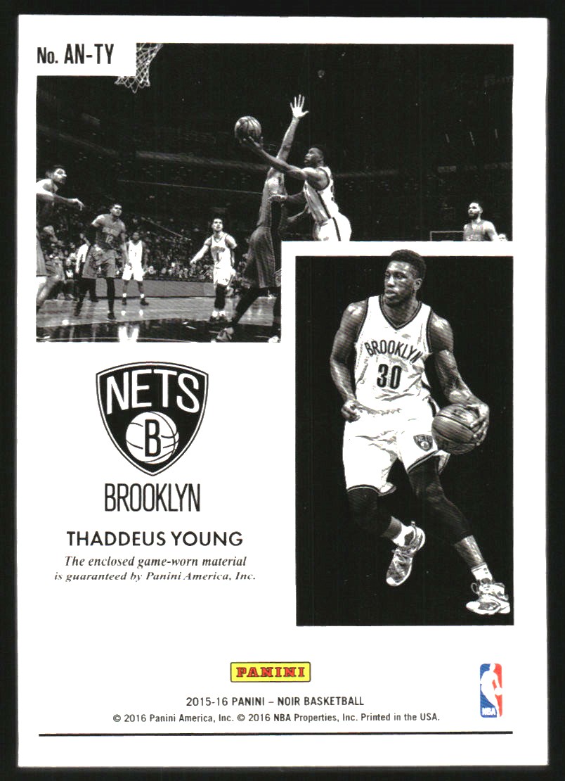 2015-16 Panini Noir Acetate Materials Prime #ANTY Thaddeus Young/49