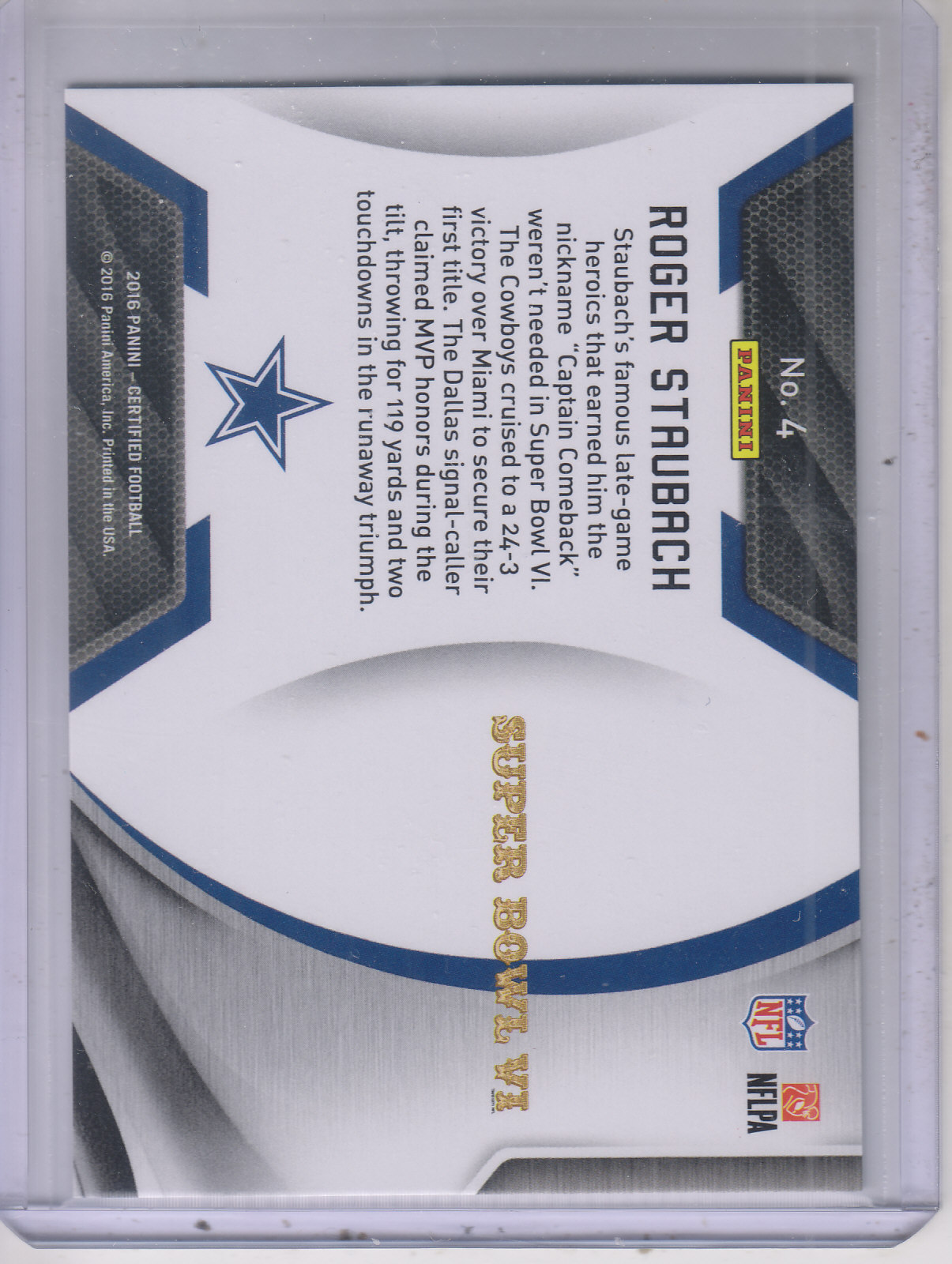 2016 Certified Champions #4 Roger Staubach back image