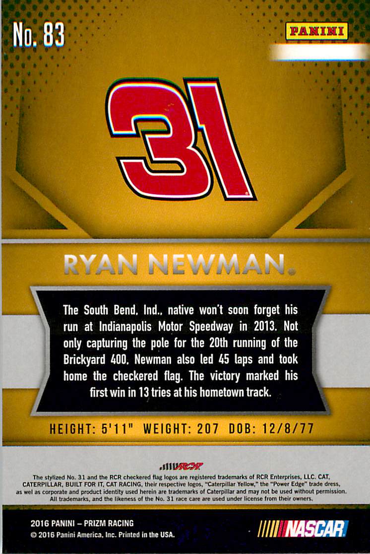 2016 Panini Prizm #83 Ryan Newman back image