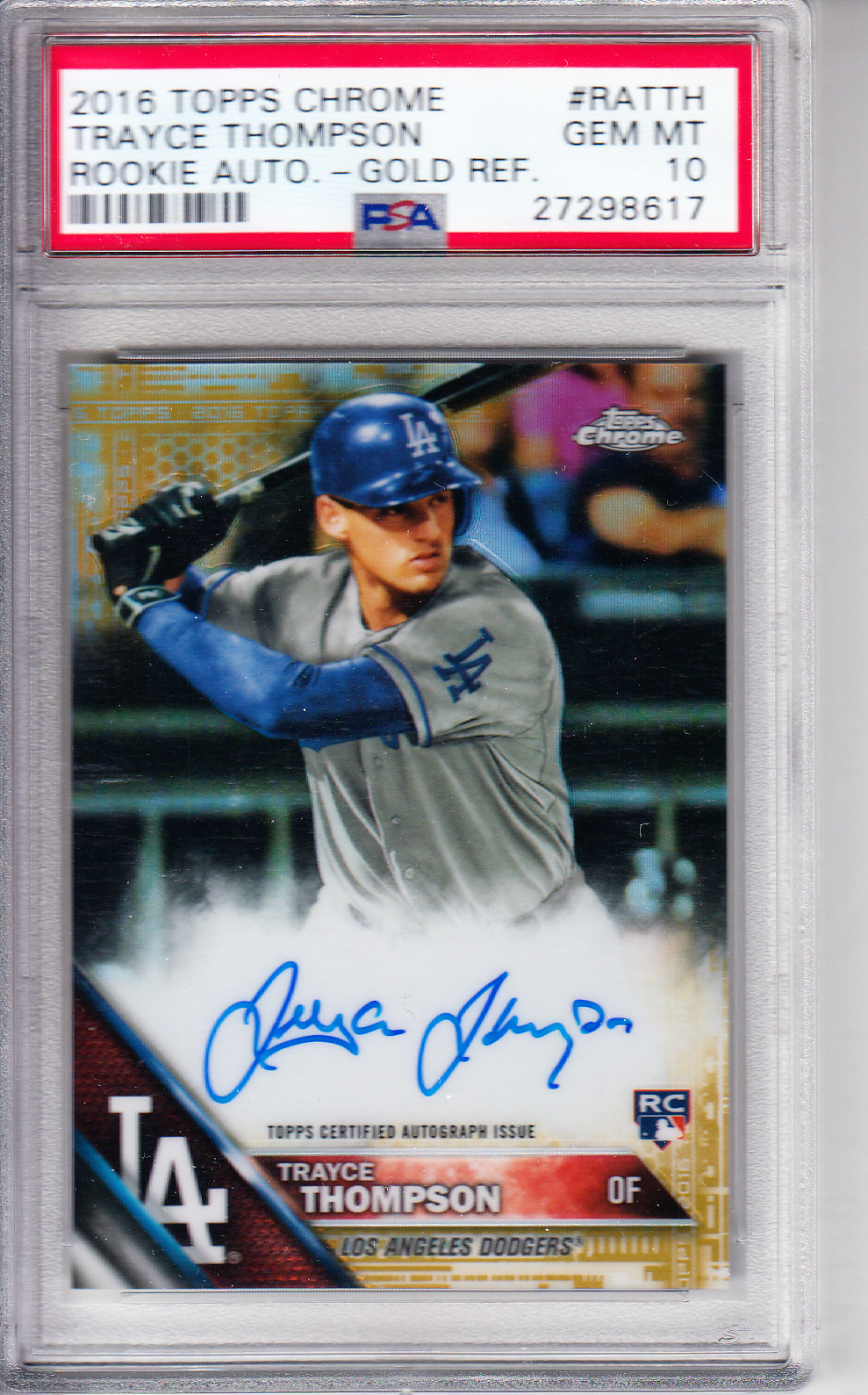 2016 Topps Chrome Rookie Autographs Gold Refractors #RATTH Trayce Thompson