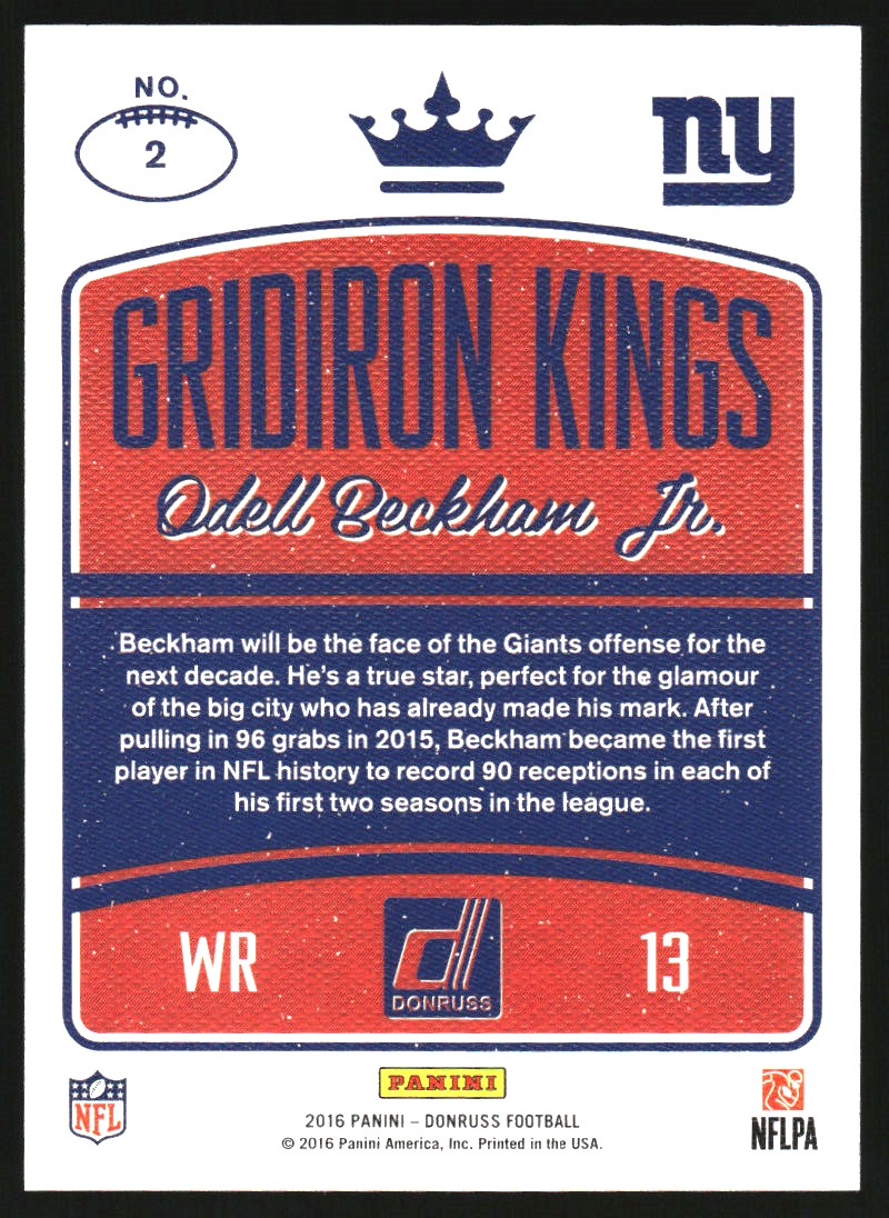 2016 Donruss Gridiron Kings Studio Series #2 Odell Beckham Jr.