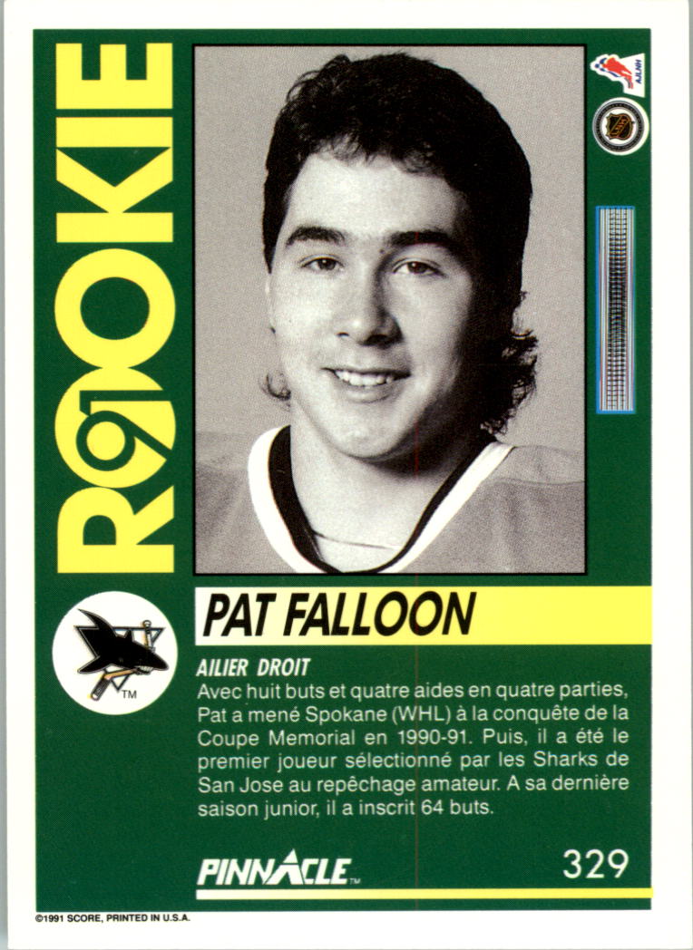 1991-92 Pinnacle French #329 Pat Falloon back image