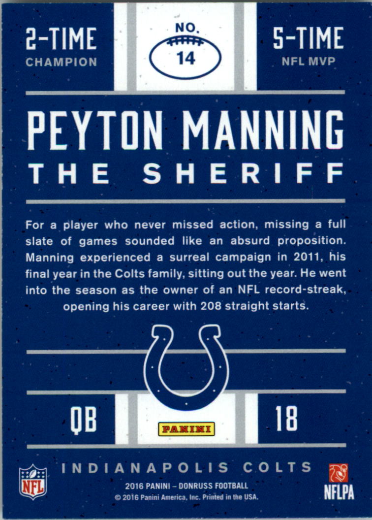 2016 Donruss Peyton Manning Football Card Pick (Inserts)